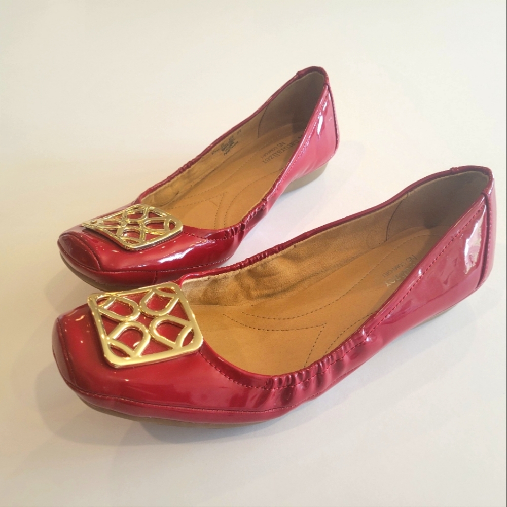 Red Patent Faux Leather Naturalizer Flats